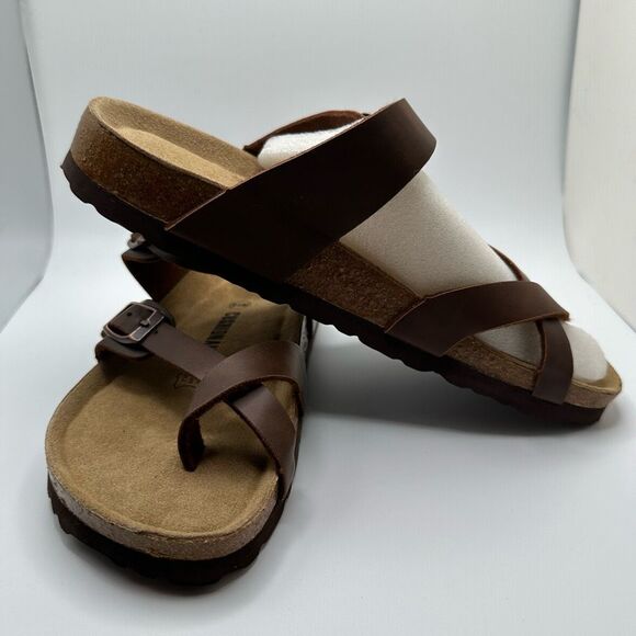 CUSHIONAIRE Women's Cork Footbed Sandal With +Comfort 8.5 BROWN - Picture 6 of 7